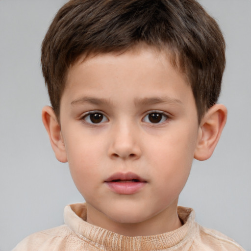 Neutral white child male with short  brown hair and brown eyes