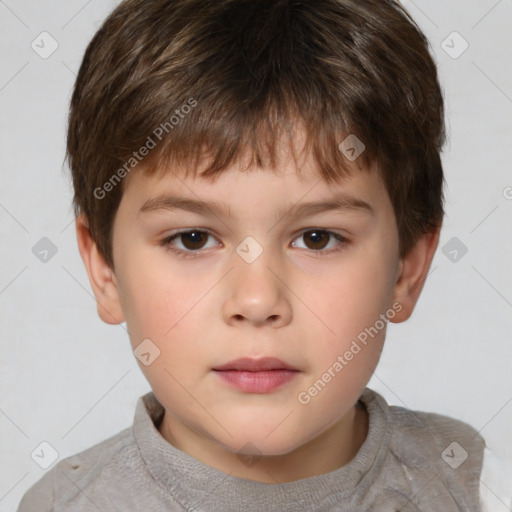 Neutral white child male with short  brown hair and brown eyes