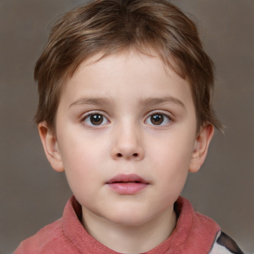 Neutral white child male with short  brown hair and brown eyes