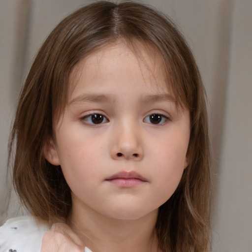 Neutral white child female with medium  brown hair and brown eyes