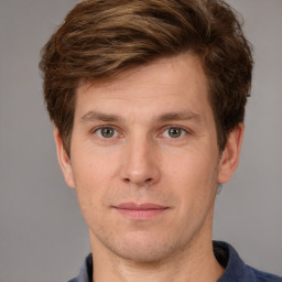 Neutral white adult male with short  brown hair and brown eyes