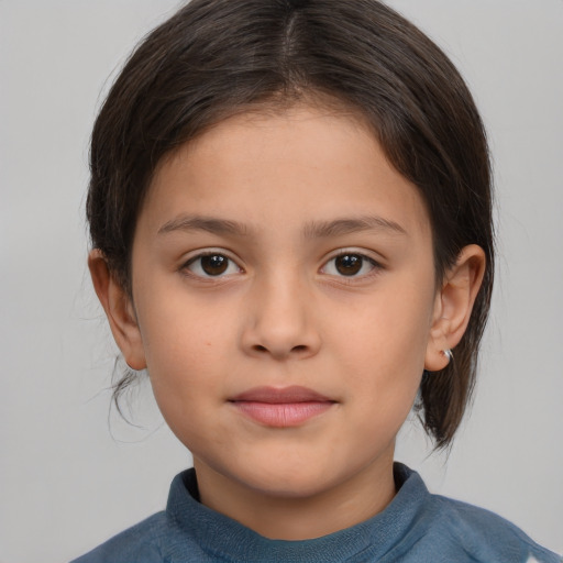 Neutral white child female with medium  brown hair and brown eyes