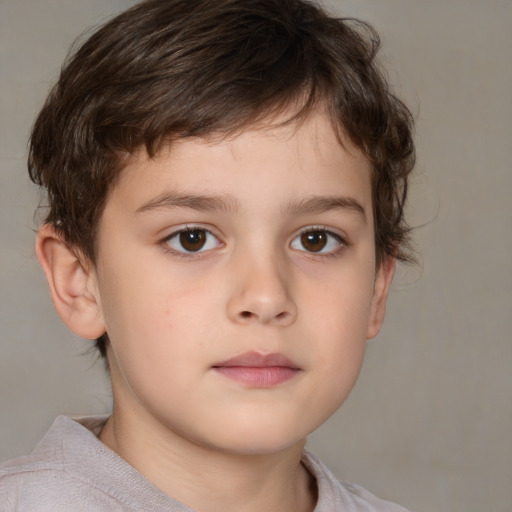 Neutral white child male with short  brown hair and brown eyes