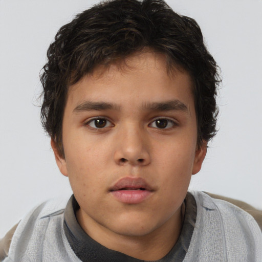 Neutral asian child male with short  brown hair and brown eyes