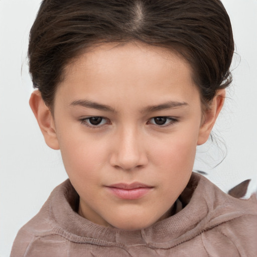 Neutral white child female with short  brown hair and brown eyes