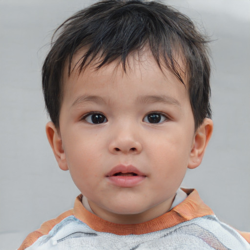 Neutral white child male with short  brown hair and brown eyes