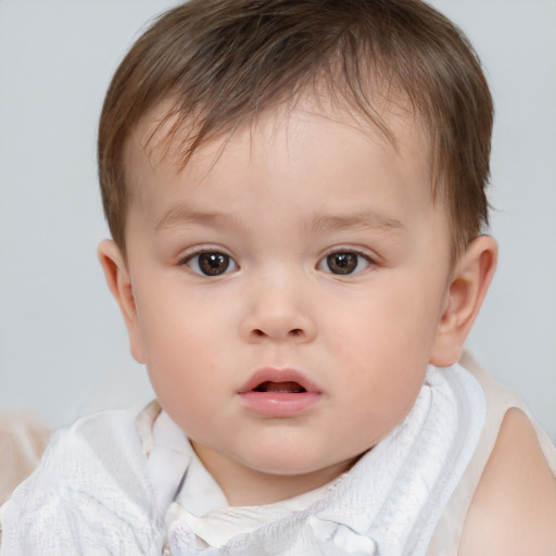 Neutral white child male with short  brown hair and brown eyes