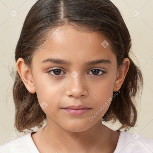 Neutral white child female with medium  brown hair and brown eyes