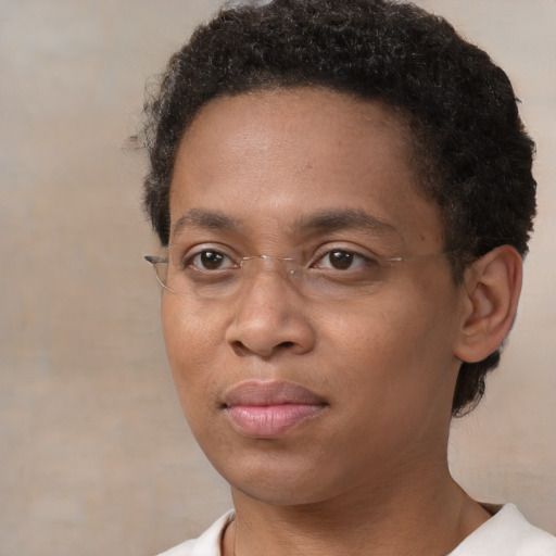 Neutral black young-adult male with short  brown hair and brown eyes