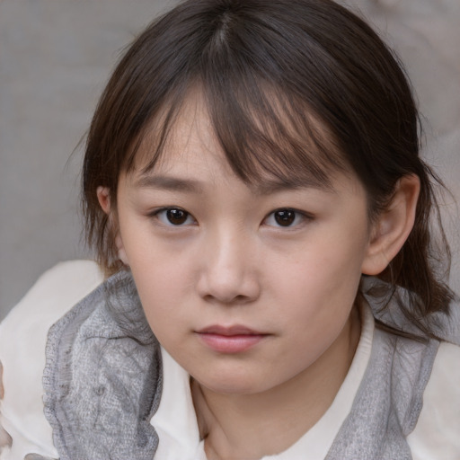 Neutral white child female with medium  brown hair and brown eyes