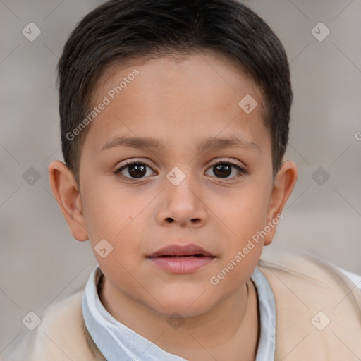 Neutral white child female with short  brown hair and brown eyes