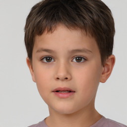 Neutral white child male with short  brown hair and brown eyes