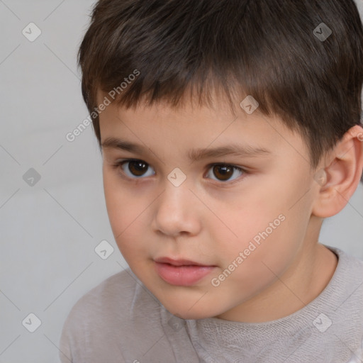 Neutral white child male with short  brown hair and brown eyes