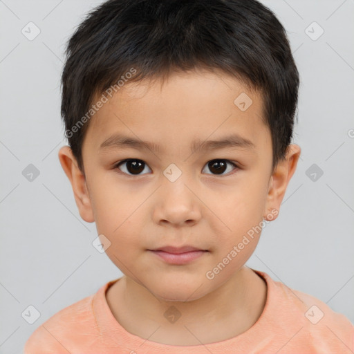 Neutral white child male with short  brown hair and brown eyes