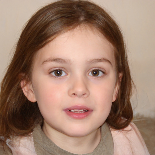 Neutral white child female with medium  brown hair and brown eyes