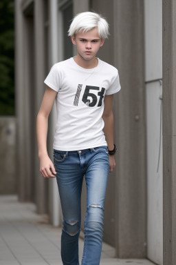 Swiss teenager boy with  white hair