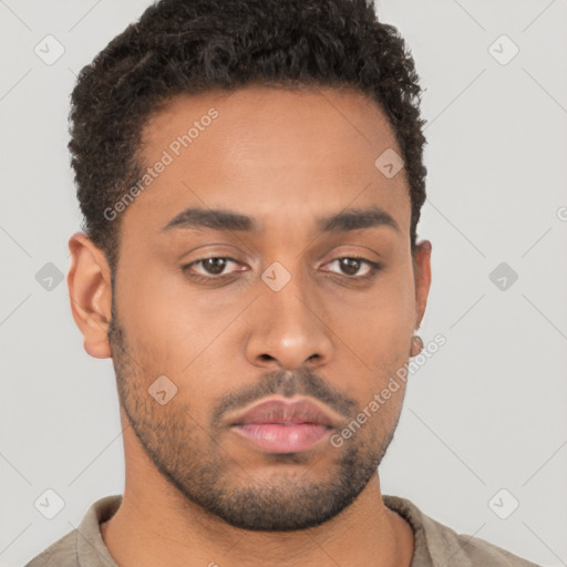 Neutral black young-adult male with short  brown hair and brown eyes