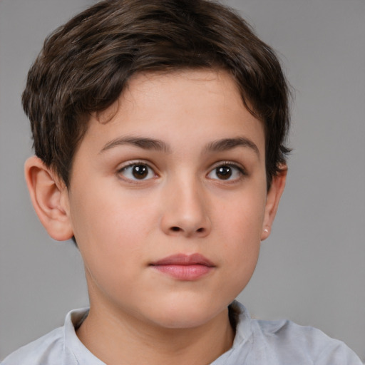 Neutral white child female with short  brown hair and brown eyes
