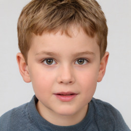 Neutral white child male with short  brown hair and brown eyes