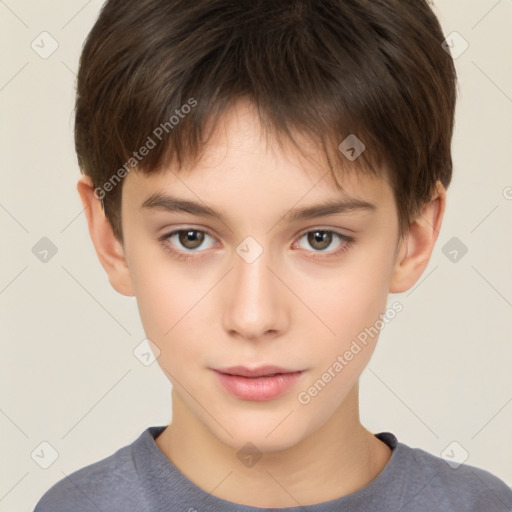 Neutral white child male with short  brown hair and brown eyes