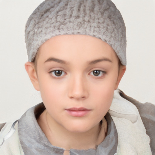 Neutral white child female with short  brown hair and brown eyes