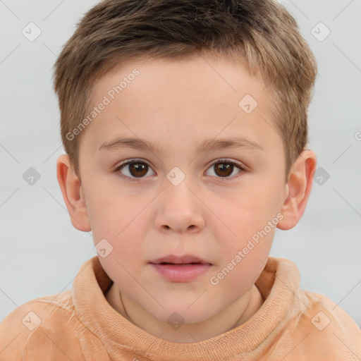 Neutral white child male with short  brown hair and brown eyes