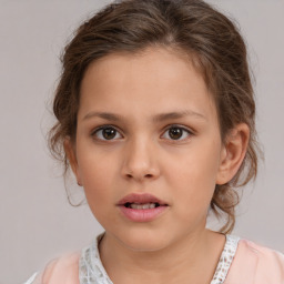 Neutral white child female with medium  brown hair and brown eyes