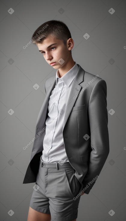 Serbian teenager boy with  gray hair