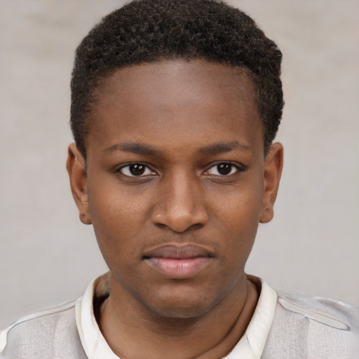 Neutral black young-adult male with short  brown hair and brown eyes