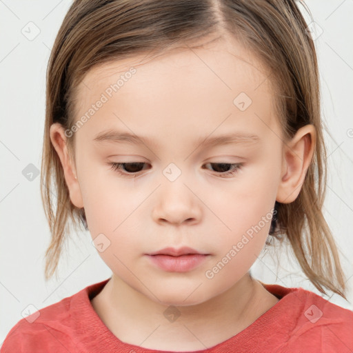 Neutral white child female with medium  brown hair and brown eyes