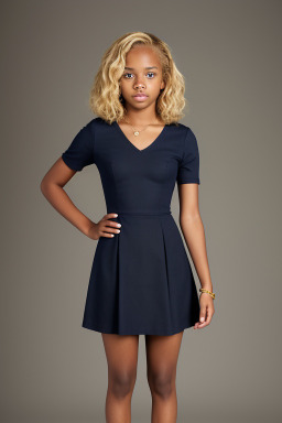 African american teenager female with  blonde hair