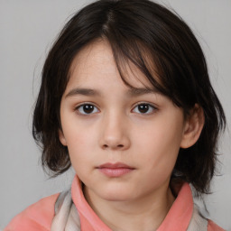 Neutral white child female with medium  brown hair and brown eyes