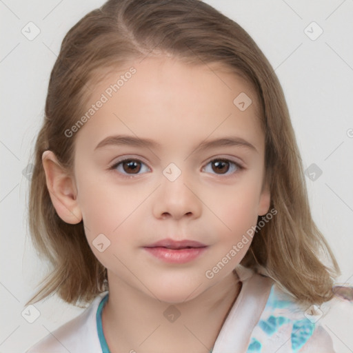 Neutral white child female with medium  brown hair and brown eyes