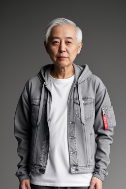 Japanese adult non-binary with  gray hair