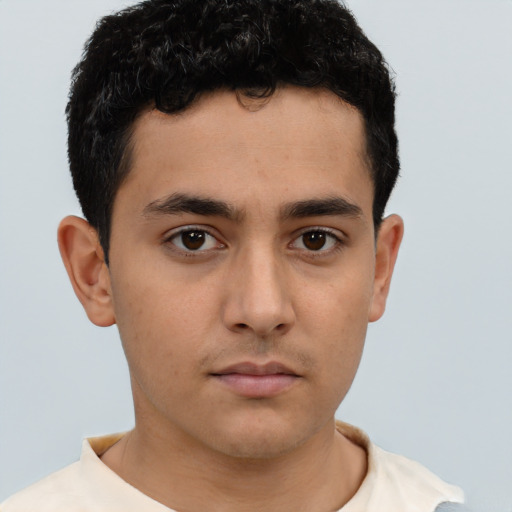 Neutral asian young-adult male with short  brown hair and brown eyes