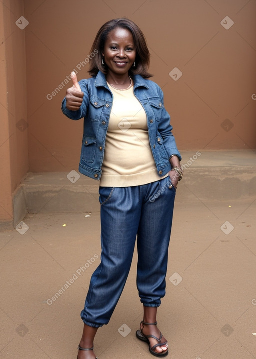 Ugandan middle-aged female with  brown hair