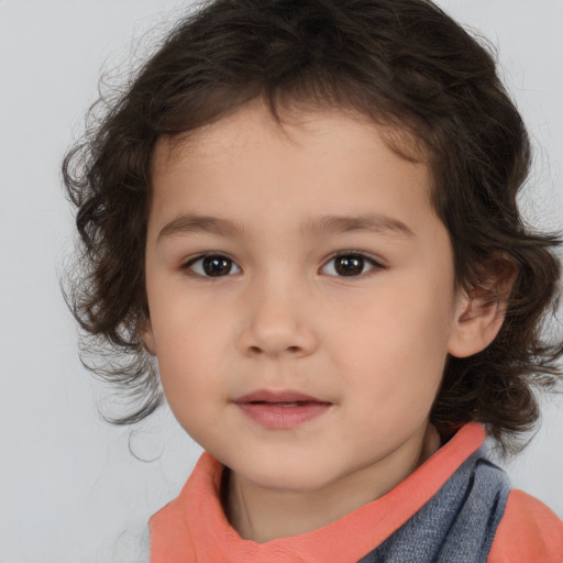 Neutral white child female with medium  brown hair and brown eyes