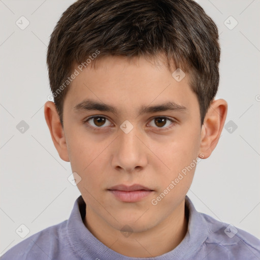 Neutral white child male with short  brown hair and brown eyes