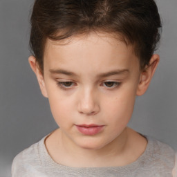 Neutral white child female with short  brown hair and brown eyes