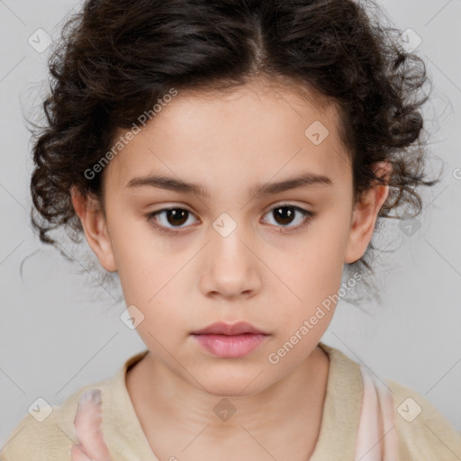 Neutral white child female with medium  brown hair and brown eyes