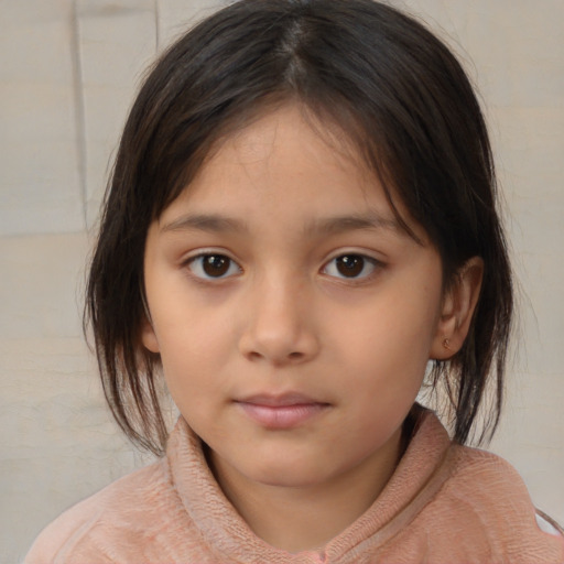 Neutral asian child female with medium  brown hair and brown eyes
