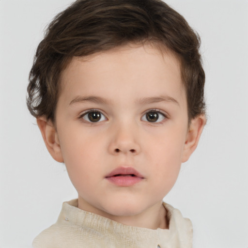 Neutral white child female with short  brown hair and brown eyes