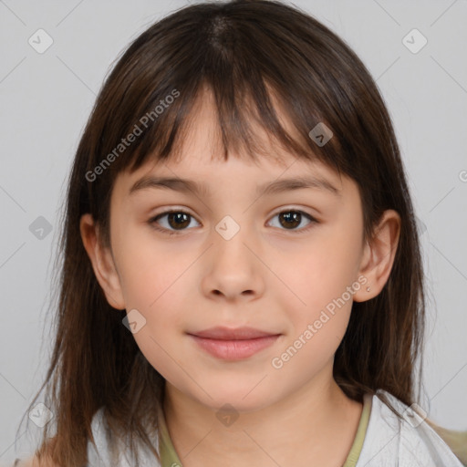 Neutral white child female with medium  brown hair and brown eyes