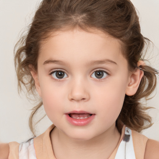 Neutral white child female with medium  brown hair and brown eyes