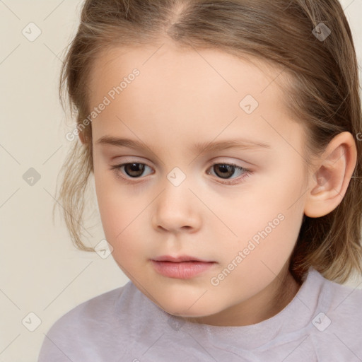 Neutral white child female with medium  brown hair and brown eyes