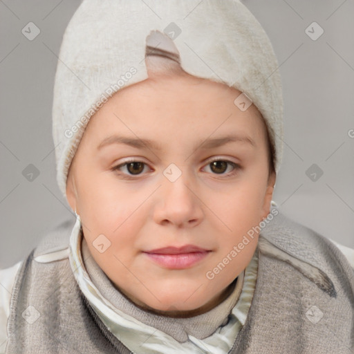 Neutral white child female with short  brown hair and brown eyes