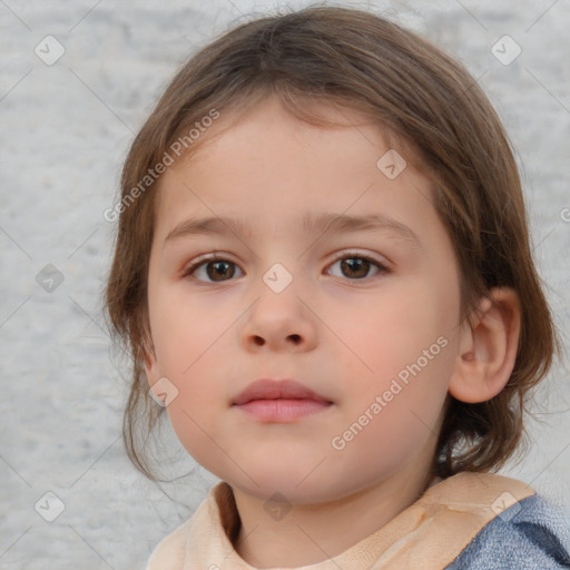 Neutral white child female with medium  brown hair and brown eyes