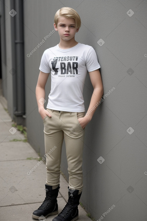 Caucasian teenager boy with  blonde hair