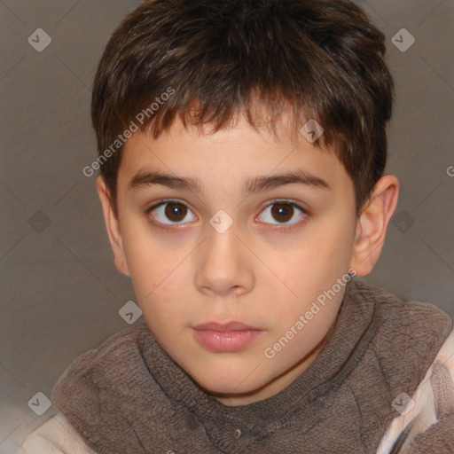 Neutral white child male with short  brown hair and brown eyes