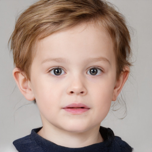 Neutral white child female with short  brown hair and brown eyes